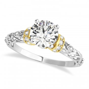 Diamond Antique Style Engagement Ring 14k Two-Tone Gold (0.87ct)