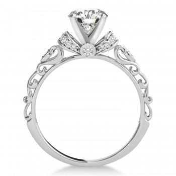 Diamond Antique Style Engagement Ring 18k White Gold (1.12ct)