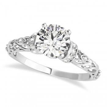 Diamond Antique Style Engagement Ring 14k White Gold (1.62ct)