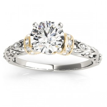 Diamond Antique Style Engagement Ring Setting 14k Two-Tone Gold (0.12ct)