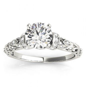 Diamond Antique Style Engagement Ring Setting 18k White Gold (0.12ct)