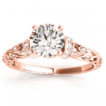 Lab Grown Diamond Antique Style Engagement Ring Setting 14k Rose Gold (0.12ct)