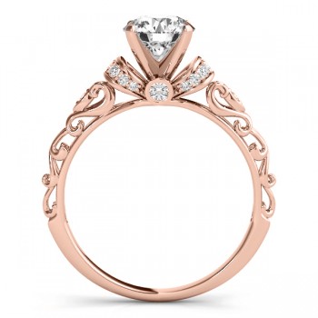 Lab Grown Diamond Antique Style Engagement Ring Setting 14k Rose Gold (0.12ct)