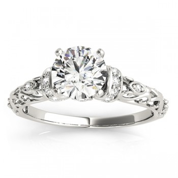 Lab Grown Diamond Antique Style Engagement Ring Setting 14k White Gold (0.12ct)