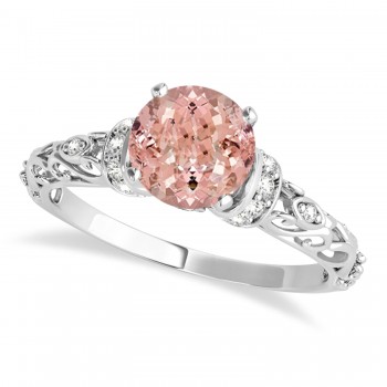 Morganite & Diamond Antique Style Engagement Ring Platinum (0.87ct)