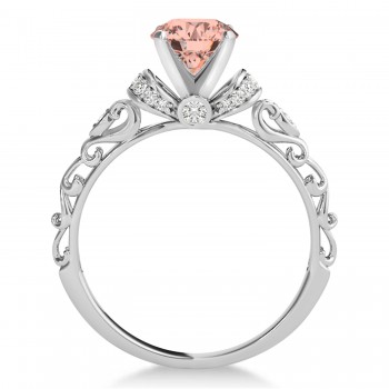 Morganite & Diamond Antique Style Engagement Ring Platinum (0.87ct)