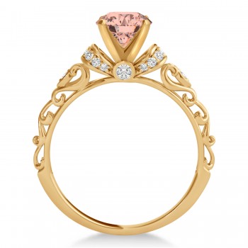 Morganite & Diamond Antique Style Engagement Ring 14k Rose Gold (1.12ct)