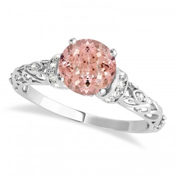 Morganite & Diamond Antique Style Engagement Ring Platinum (1.62ct)