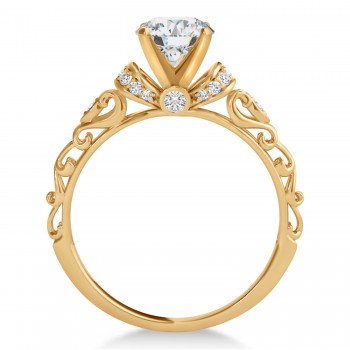 Moissanite & Diamond Antique Style Engagement Ring 14k Rose Gold (0.87ct)