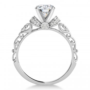 Moissanite & Diamond Antique Style Engagement Ring Platinum (0.87ct)