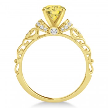 Yellow Diamond Diamond Antique Engagement Ring 18k Yellow Gold 1.62ct