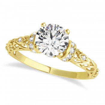 Diamond Antique Style Bridal Set 14k Yellow Gold (1.62ct)