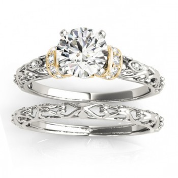 Diamond Antique Style Bridal Set Setting 14k Two-Tone Gold (0.12ct)