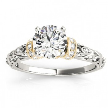 Lab Grown Diamond Antique Style Bridal Set Setting 14k Two-Tone Gold (0.12ct)