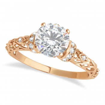 Moissanite & Diamond Antique Style Bridal Set 14k Rose Gold (0.87ct)