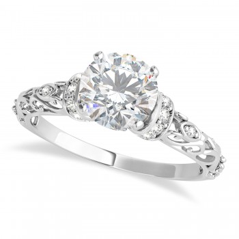 Moissanite & Diamond Antique Style Bridal Set Platinum (1.62ct)