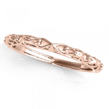 Antique Style Open Scrollwork Wedding Band 14k Rose Gold