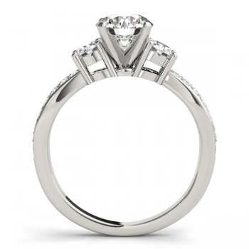 Diamond Three Stone Split Shank Engagement Ring 14k White Gold 0.68ct