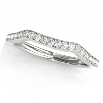 Diamond Curved Wedding Band Ring 14k White Gold (0.21ct)
