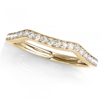 Diamond Curved Wedding Band Ring 14k Yellow Gold (0.21ct)