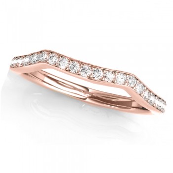Diamond Curved Wedding Band Ring 18k Rose Gold (0.21ct)