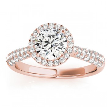 Diamond Halo Pave Sidestone Accented Engagement Ring 14k Rose Gold (0.33ct)