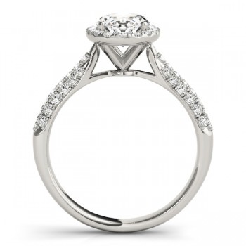 Oval-Cut Halo pave' Diamond Engagement Ring 14k White Gold (2.33ct)