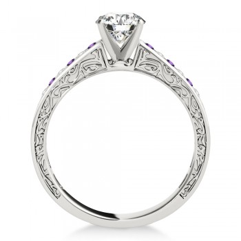 Amethyst & Diamond Channel Set Engagement Ring 14k White Gold (0.42ct)