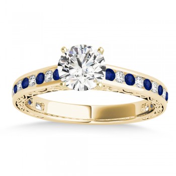 Blue Sapphire & Diamond Channel Set Engagement Ring 14k Yellow Gold (0.42ct)