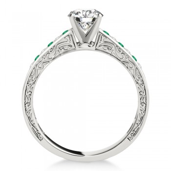 Emerald & Diamond Channel Set Engagement Ring 18k White Gold (0.42ct)