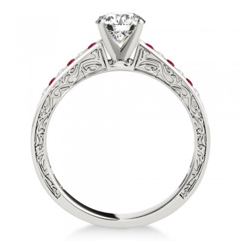 Ruby & Diamond Channel Set Engagement Ring 14k White Gold (0.42ct)