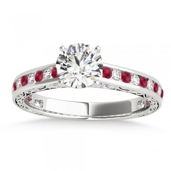 Ruby & Diamond Channel Set Engagement Ring 18k White Gold (0.42ct)