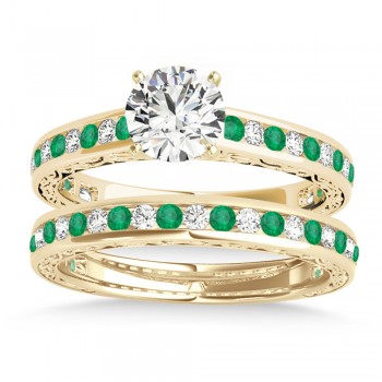 Emerald & Diamond Twisted  Bridal Set 18k Yellow Gold (0.87ct)