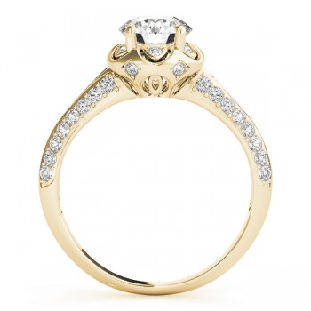 Diamond Floral Style Halo Engagement Ring 14k Yellow Gold (0.75ct)