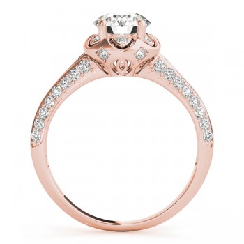 Diamond Floral Style Halo Engagement Ring 18k Rose Gold (0.75ct)