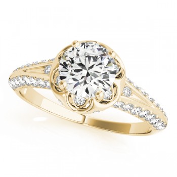 Diamond Floral Style Halo Engagement Ring 18k Yellow Gold (0.75ct)
