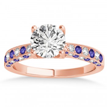 Alternating Diamond & Tanzanite Engravable Engagement Ring in 14k Rose Gold (0.45ct)