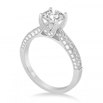 Diamond Engravable Engagement Ring in 14k White Gold (0.45ct)