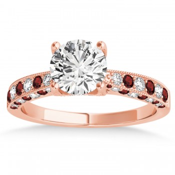 Alternating Diamond & Garnet Engravable Engagement Ring in 18k Rose Gold (0.45ct)