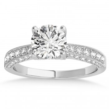 Diamond Engravable Engagement Ring in 18k White Gold (0.45ct)