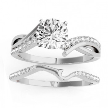 Diamond Twist Bypass Bridal Set Setting 14k White Gold (0.17ct)