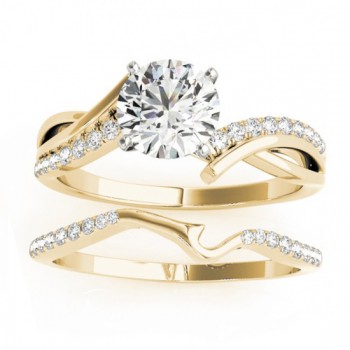 Lab Diamond Twist Bypass Bridal Set Setting 18k Yellow Gold (0.17ct)