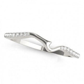 Lab Diamond Contoured Wedding Band Ring 14k White Gold (0.08ct)