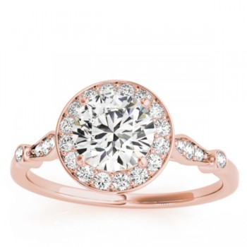 Halo Diamond Accent Engagement Ring Setting 14k Rose Gold (0.17ct)