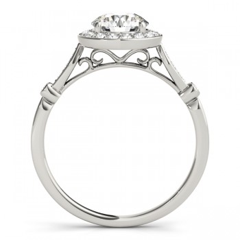 Halo Diamond Accent Engagement Ring Setting 18k White Gold (0.17ct)