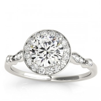 Halo Diamond Accent Engagement Ring Setting Platinum (0.17ct)