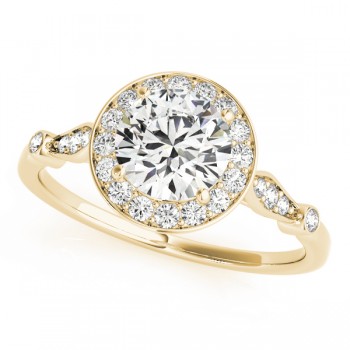 Diamond Halo Engagement Ring & Wedding Band 14k Yellow Gold (1.25ct)