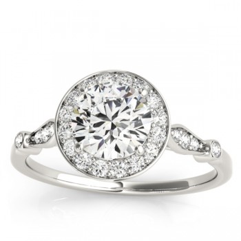 Halo Diamond Accented Bridal Set Setting 18k White Gold (0.25ct)