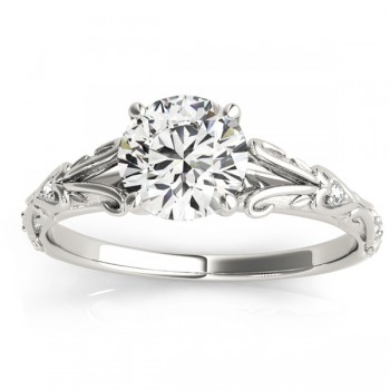 Lab Grown Diamond Antique Style Engagement Ring 14k White Gold (0.03ct)