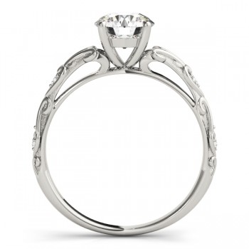 Lab Grown Diamond Antique Style Engagement Ring 14k White Gold (0.03ct)